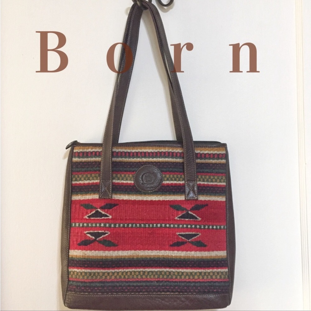 BORN Leather & Wool BoHo Aztec Tote